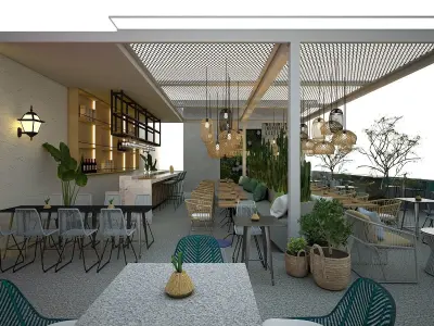 Roof Top Cafe and Bar 3D model