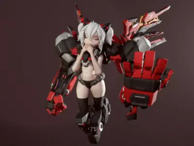Mechanical girl anime style 3D print model