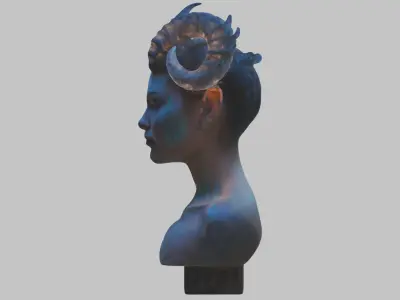 Ethereal Fantasy Demon Woman Girl Head Bust Low-poly 3D model