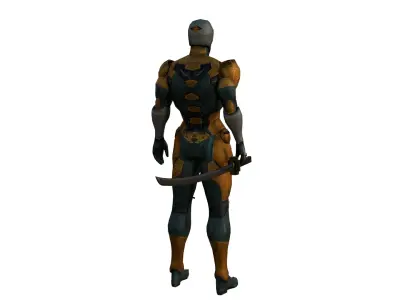 Gray Fox Ninja Warrior 3D Model Assassin Rigged  Game Ready Low-poly 3D model