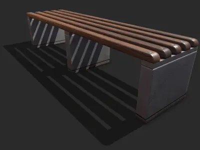 Bench Low-poly 3D model 10