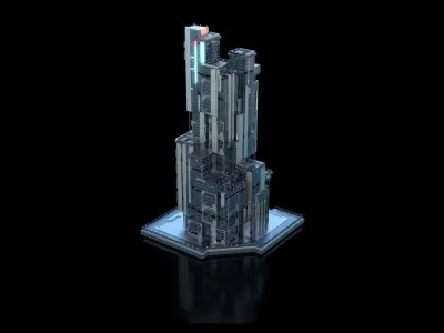 Futuristic Future Modern City Building Skyscraper 06 Low-poly 3D model