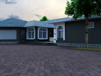 Modern House With Interior for Scenes and Animation Free low-poly 3D model