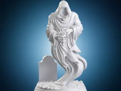 Haunting Ghost Mage Fantasy RPG Miniature On Base 3D print model