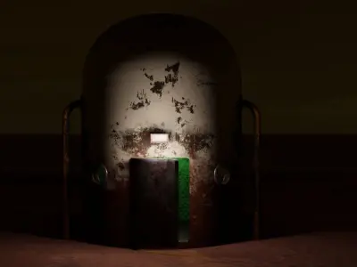 Mars module and landscape Low-poly 3D model