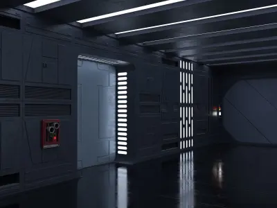 Dark Space Corridors - Sci-Fi Interior Environment 90 Piece Set 3D model