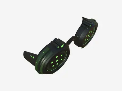 SciFi Glasses G04 Black Green - Character Design Fashion Low-poly 3D model