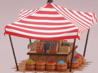 Market in desert  3D model