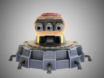 Gun turret stylized  3D model