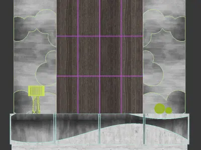 Reception cabinet with doors and drawers 3D model