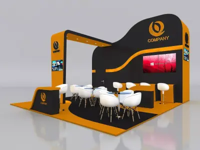 3D Exhibition Booth Stand Stall 6x7m Height 450 cm 3 Side Open 3D model