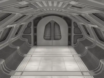 Modular scifi spaceship interior Low-poly 3D model
