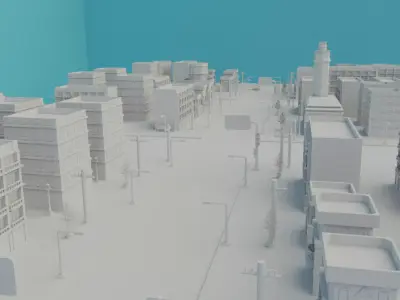  City Low Poly 3d model Town Low-poly 3D model Free low-poly 3D model