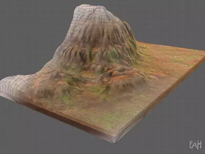 Terrain V02 Low-poly 3D model