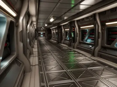 Sci FI Hallway Asset Pack Low-poly 3D model