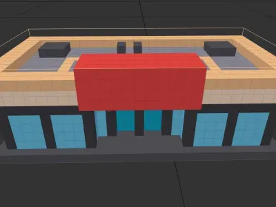 Voxel Supermarket Model 6 Colors Low-poly 3D model