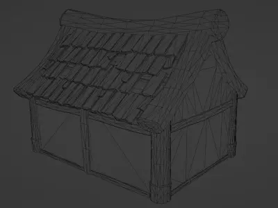 Stylized Wooden House Free low-poly 3D model