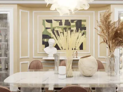 Interior Dining Room Design Scene 3D model