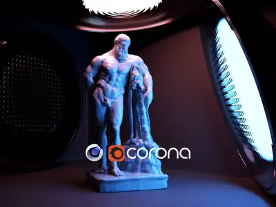 Studio set - Farnese Hercules - Cinema4d - Corona 3d Model Free 3D model