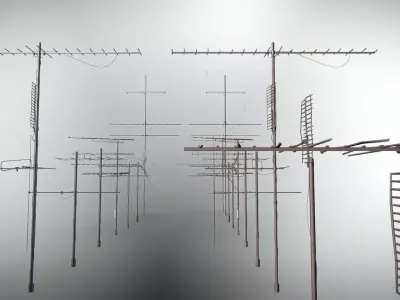 TV antenna x31 Rust and clean Low-poly 3D model