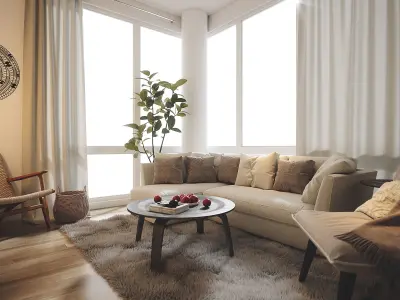 Living room log style 3D model