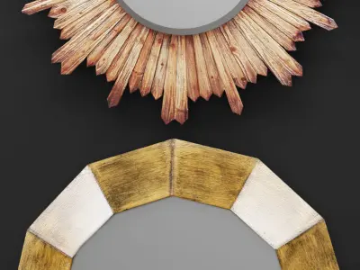 Mirror set 3D 5 sunburst 3D model