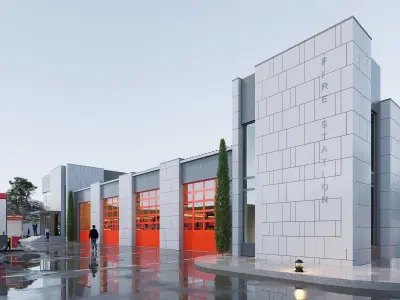 fire station Low-poly 3D model