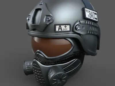 Helmet scifi fantasy pilot military combat soldier armor  Low-poly 3D model