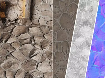 H100 Stone Field - PBR - 4K - Seamless Texture