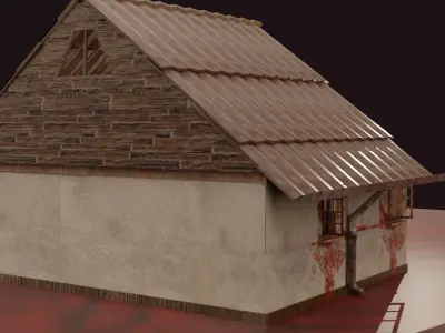 Horror Mansion Gothic House Bloodstained Walls Cursed Doors  Low-poly 3D model