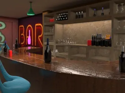 The Bottles And the  Glasses Free 3D model