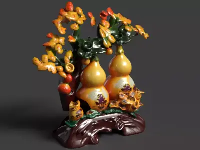 Chinese Gourd Decoration  Low-poly 3D model