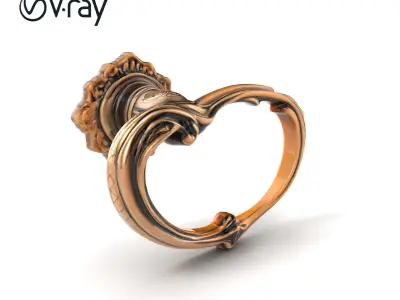 Art Nouveau Door Handle Sculpture model pack Low-poly 3D model