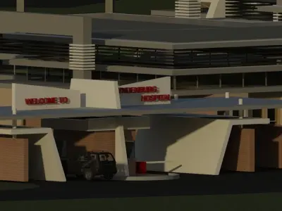 Hospital Building Low-poly 3D model