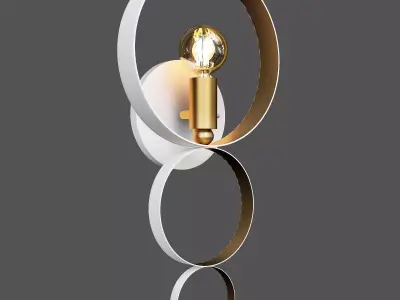 Crystorama circular wall lamp with light bulb in middle 3D model