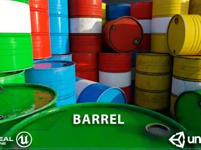 Barrel PBR Game-ready oil barrels Low-poly 3D model