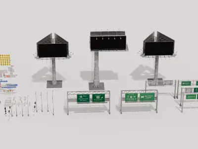 Road Traffic Sign Signage Pack Low Polygon 3D Model Low-poly 3D model