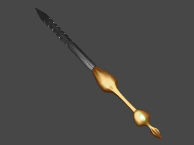 Unique Sword Weapon With Lighting Crystal Low-poly 3D model