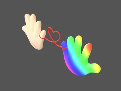 Hand with Red Line Icon v1 013 Low-poly 3D model