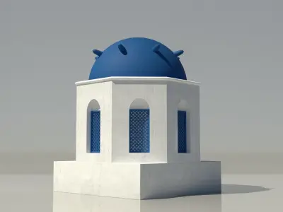 Santorini Blue and White Greek 3D Buildings x 7 Models  Low-poly 3D model