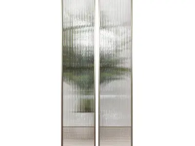 Partition 2 pair of mirrors hanging on wall 3D model