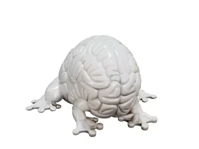 Brain Frog Creature STL OBJ GLB 3D Printable Hybrid Brain Toad 3D print model