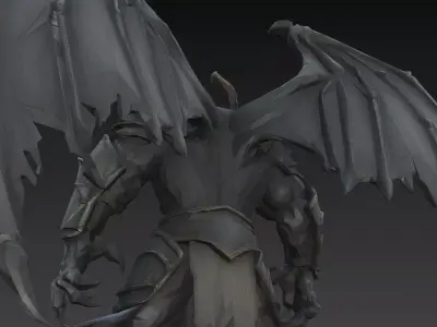 Horror Statue Demon 3D Model Low-poly 3D model