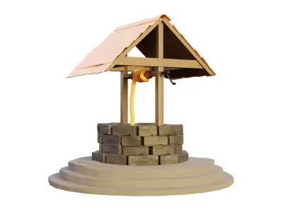 Low Poly Stone Well Low-poly 3D model