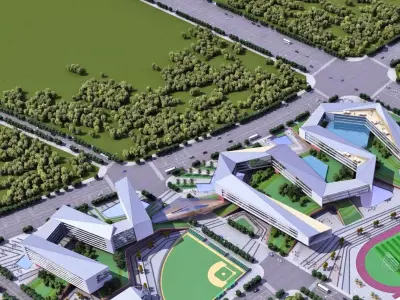 Modern University Campus Masterplan 3D model