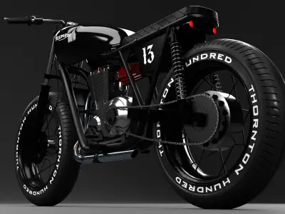 Custom Triumph Cafe Racer 3D Blender File And FBX OBJ MTL 3D model