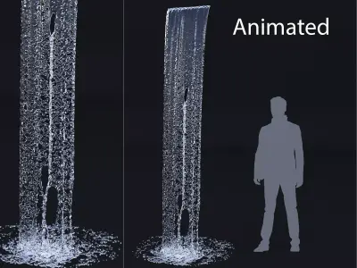 Animated Waterfall 300cm W 55cm H 3D model