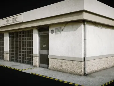 Gas Station Building Low-poly 3D model