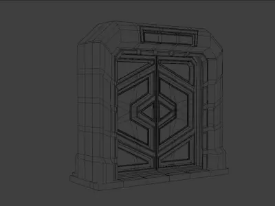 Sci-fi door Low-poly 3D model 6