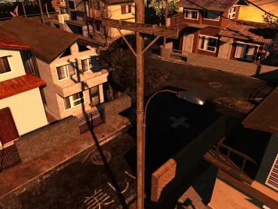 Japanese Residential Neighborhood Low-poly 3D model